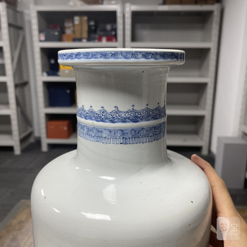 清康熙 青花山水人物图棒槌瓶 - 图13